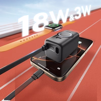 Joyroom JR-W13 5000mAh Bezvadu Portatīvais lādētājs Apple Watch + USB-C un Lightning - melns