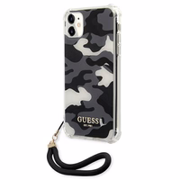 Guess GUHCN61KSARBK iPhone 11 6.1" / Xr melns/melns cietais apvalks Camo kolekcija