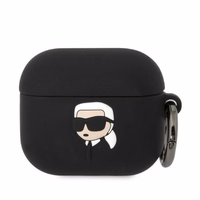 Karl Lagerfeld Silikona Karl Head 3D vāciņš AirPods 3 - melns