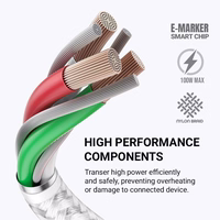 Crong Armor Link - 100W PD 5A USB-C to USB-C kabelis 200cm (balts)