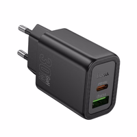 Lādētājs viedtālrunim Hoco USB A + USB C QC3.0 PD 3A 30W N63 melns