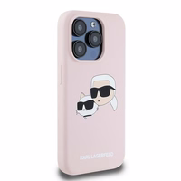 Karl Lagerfeld Silikonais Karl&Choupette MagSafe apvalks iPhone 15 Pro Max - rozā