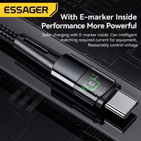 USB Kabelis Essager "Ultra" Dark Pelēks "Type-C / Type-C" 100cm (up to 240W!!!)