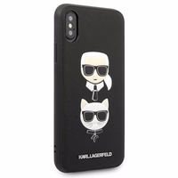 Karl Lagerfeld Saffiano Karl&Choupette Head viedtālruņa apvalks iPhone X/XS - melns