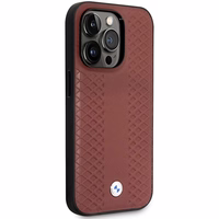 Viedtālruņa apvalks BMW BMHCP14X22RFGR iPhone 14 Pro Max 6.7" bordo/bordo ādas dimanta raksts