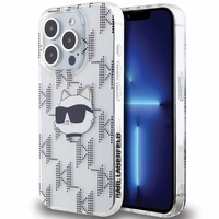 Karl Lagerfeld IML Choupette galvas un monogrammas apvalks iPhone 15 Pro Max - caurspīdīgs