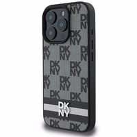 DKNY šachī raksts un drukātas svītras apvalks iPhone 16 Pro Max melns