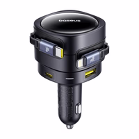 Baseus Enjoyment Max 90W automašīnas lādētājs 2x USB-C + USB-C un Lightning kabelis - melns