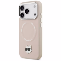 Karl Lagerfeld Choupette Pin Magnētiskais viedtālruņa apvalks iPhone 17 Pro Max - rozā