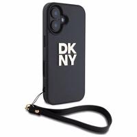 DKNY Wrist Strap Stock Logo viedtālruņa apvalks iPhone 16 - melns