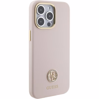 Guess Silikona Logo Strass 4G Viedtālruņa apvalks iPhone 15 Pro Max - Rozā