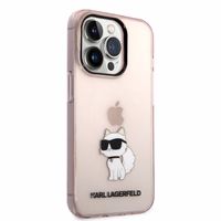Karl Lagerfeld Ikonik Choupette viedtālruņa apvalks iPhone 14 Pro Max - rozā