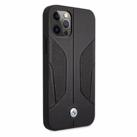 BMW Ādas perforētām malām viedtālruņa apvalks iPhone 12 / iPhone 12 Pro - melns