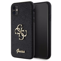 Guess GUHCN61HG4SGK apvalks iPhone 11 / Xr - melns mirdzošs uzraksts Liels 4G