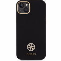 Guess Silikona Logo Strass 4G Viedtālruņa apvalks iPhone 15 Plus / 14 Plus 6.7" - melns