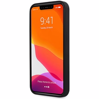 Viedtālruņa apvalks Guess GUHCP13XLSLMGBK iPhone 13 Pro Max 6.7" melna/melna cietais apvalks Silikona Uzraksts Zelta Logotips