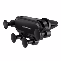 Automašīnas tālruņa turētājs Borofone BH19 izmantošanai uz ventilācijas režģa, melns