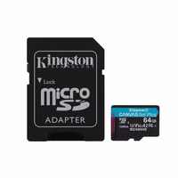 Kingston Atmiņas karte 64GB microSDXC Canvas Go Plus Gen4 200MB/s A2 U3 V30 + adapteris