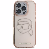 Karl Lagerfeld IML Rhinestones Karl Head apvalks iPhone 16 Pro rozā