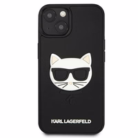 Karl Lagerfeld 3D Gumijas Choupette viedtālruņa apvalks iPhone 13 mini - melns