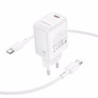 Borofone sienas lādētājs BN26 Fuente - Type-C - PD 20W ar Type-C uz Type-C kabeli balts