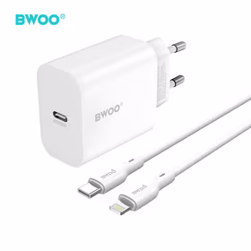 BWOO wall lādētājs CDA233 PD 20W 1x USB-C with USB-C - Lightning kabelis balts