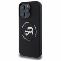 Karl Lagerfeld KLHMP16XSKCHTCK iPhone 16 Pro Max 6.9" cietais silikona viedtālruņa apvalks ar Karl & Choupette apdruku un Magnētisko MagSafe funkciju, melns