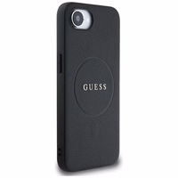 Guess PU Grained Classic Logo viedtālruņa apvalks iPhone 16e ar MagSafe - melns