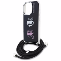 Karl Lagerfeld IML Crossbody Karl&Choupette Head Maciņš for iPhone 16 Pro - melns