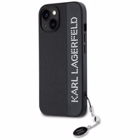 Karl Lagerfeld Saffiano Rhinestones & Charm viedtālruņa apvalks iPhone 15 / 14 / 13 - melns