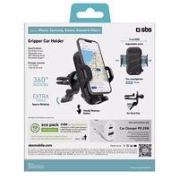 SBS TEHWSUPCLIPSTG viedtālruņa turētājs, paredzēts gaisa ventilācijai, ar pastiprinātām žokļiem - melns