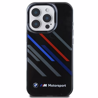 BMW Motosport IML nejaušas svītras iPhone 16 Pro apvalks - melns