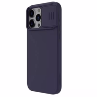 Nillkin CamShield zīdains silikona apvalks iPhone 15 Pro Max tumši violetā