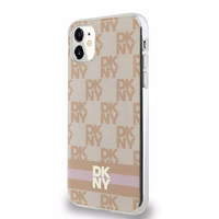 DKNY IML rūtainais mono raksts un drukātas svītras magnētiskais viedtālruņa apvalks iPhone 11 / Xr - rozā