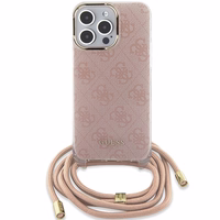 Guess Crossbody Cord 4G Print viedtālruņa apvalks iPhone 15 Pro Max - rozā