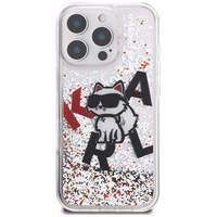 Karl Lagerfeld Liquid Glitter Choupette Logo macins iPhone 16 Pro Max - caurspidigs