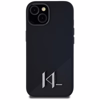 Karl Lagerfeld Silikona Shadow Metal Initial Magnētiskais viedtālruņa apvalks iPhone 15 melns