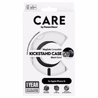 CARE by PanzerGlass Funkcionālais viedtālruņa apvalks ar statīvu iPhone 16 6.1" melns/melns Magnētiskais 1321