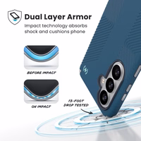 Speck Presidio2 Grip Magnet - Samsung Galaxy S26 MagSafe maciņš (Deep Sea/sudrabs Metallic/Spell zils)