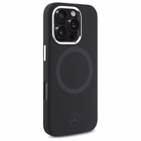 Mercedes silikona tonālais logotips Magnētiskais viedtālruņa apvalks iPhone 16 Pro Max - melns