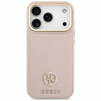 Guess Graudains Strass Logotips Magnētiskais viedtālruņa apvalks iPhone 17 Pro - rozā