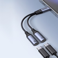 Joyroom SY-C03 USB-C uz 2x USB-C 2-in-1 DAC adapteris - melns