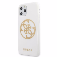 Guess GUHCN65TPUWHGLG iPhone 11 Pro Max balts cietais apvalks Glitter 4G Circle Logo