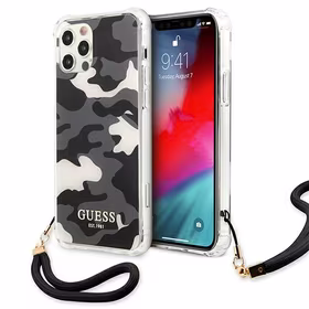 Guess GUHCP12MKSARBK iPhone 12/12 Pro 6.1" melns/melns cietais apvalks Camo kolekcija