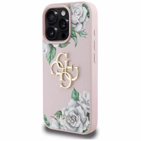 Guess Grained Roses Big 4G logo viedtālruņa apvalks iPhone 16 Pro Max - rozā