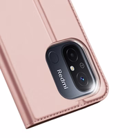Dux Ducis Skin Pro viedtālruņa apvalks Xiaomi Redmi 11A / Poco C55 / Redmi 12C vāks ar atveramu kartes maciņu rozā