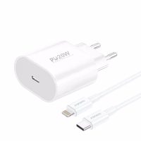 Ātrais lādētājs Foneng 1x USB PD 3.0 EU39 20W + USB C uz Lightning