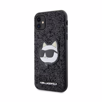 Karl Lagerfeld KLHCN61G2CPK iPhone 11 / Xr 6.1" melns cietais viedtālruņa apvalks Spīdumi Choupette Emblēma
