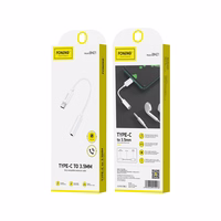 FONENG adapteris BM21 USB-C - JACK 3.5MM 0.1M balts