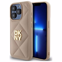 DKNY Quilted Stack Logo viedtālruņa apvalks iPhone 15 Pro Max - bēšs